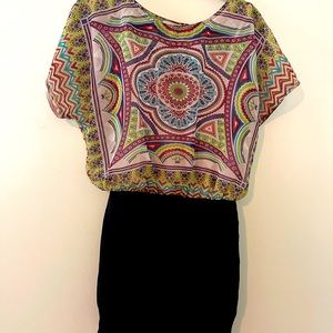 One piece, lined multicolor dress